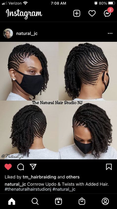 Natural Hairstyles For Black Women Twist Protective Styles, Braided Two Strand Twist Styles, Flat Twist Updo With Weave, Twisted Mohawk Natural Hair, Two Strand Flat Twist Updo Natural Hair, Natural Hair Flat Twist Styles Updo, Flat Twist Styles On Natural Hair, Cornrow And Twist Hairstyles, Two Strand Twist Updo Natural Hair