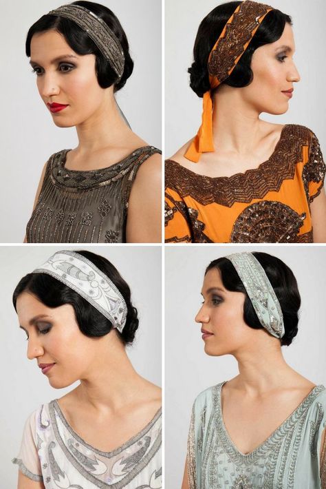 1920s Flapper Headbands | Vintage Headwraps 1920s Daytime Fashion, 20s Headband, 1920s Hair Accessories, Wearable Crafts, Twenties Fashion, 1920s Headband, 1920s Headpiece, 1920s Women, 1920s Hair