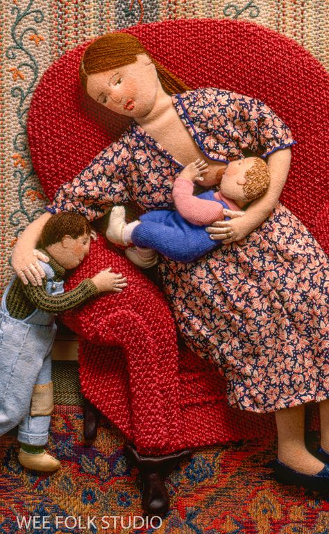 The Red Chair – SALLEY MAVOR Folk Studio, Relief Artwork, Wee Folk Studio, Salley Mavor, Ways To Fall Asleep, Gifts For New Mothers, Crochet Slippers Free Pattern, Wee Folk, Cloth Dolls Handmade