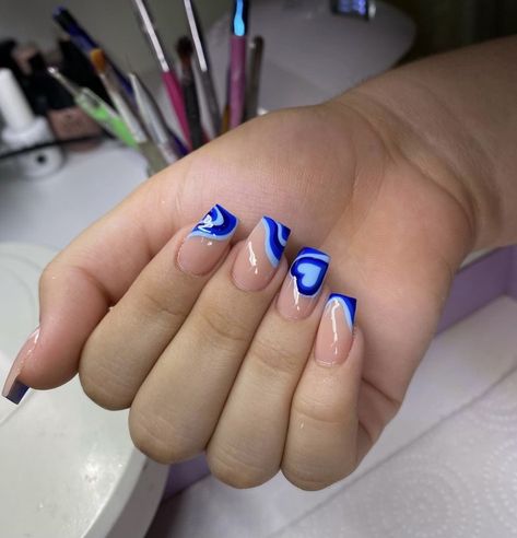 Hello Nails, Fancy Nails Designs, Work Nails, Dope Nail Designs, Classy Acrylic Nails, Short Square Acrylic Nails, Acrylic Nails Coffin Pink, Blue Nail, Acrylic Nails Coffin Short