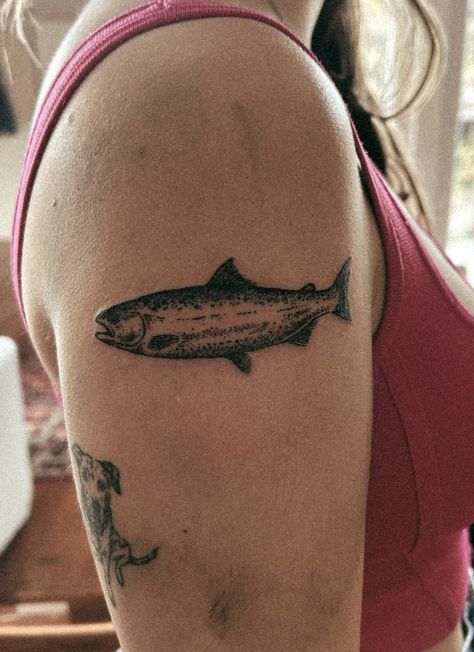 Salmon Tattoo, Trout Tattoo, Hip Thigh Tattoos, Tattoo Inspiration Men, Tattoo Now, Fish Tattoo, Time Tattoos, Dream Tattoos, Art Tattoos