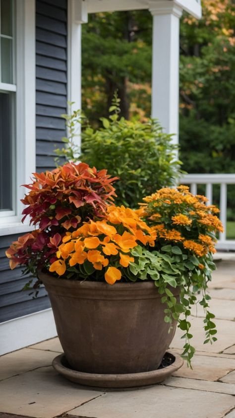 Transform your outdoor space into a stunning fall garden oasis with these easy DIY landscaping and decor ideas From small front porches to blooming boxburgs spruce up your front yard in Zone 6 with simple kid-friendly projects Discover how to incorporate Zone 5 flowers Texas acnhs and achieve a cozy outdoor ambiance effortlessly Fall Flowers For Porch, Zone 5 Flowers, Easy Diy Landscaping, Fall Garden Ideas, Winter Flowers Garden, Summer Terrace, Outdoor Ambiance, Fall Gardening, Cozy Outdoor