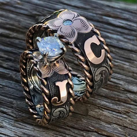 wedding+ring+cowgirl+wedding+ring+turquoise+cowgirl+magazine Western Wedding Rings, Western Rings, Big Wedding Rings, Western Themed Wedding, Cowgirl Wedding, Cowgirl Magazine, Western Wedding, Wedding Rings Unique, Western Jewelry