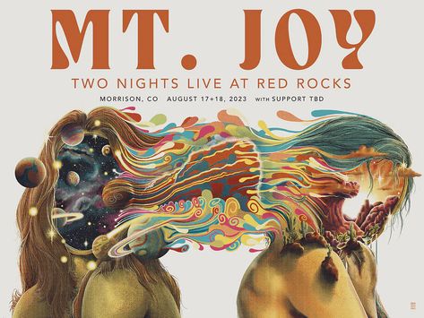 Mt Joy, 2023 Poster, Red Rocks, Rock Posters, Graphic Design Poster, Red Rock, Wall Collage, Pre Order, Poster Design