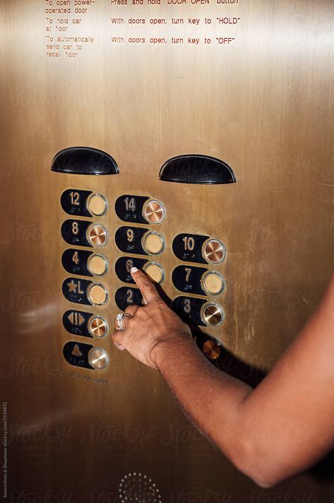 "Going Up, Woman Press Button On The Elevator" by Stocksy Contributor "Sweenshots & Shaymone" - Stocksy Elevator Buttons Aesthetic, Industrial Elevator, Elevator Aesthetic, Elevator Buttons, Elevator Design, Boujee Aesthetic, Branding Shoot, White Lotus, Insta Inspo