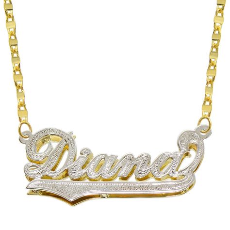 Chain Clothing, 3d Name, Name Necklace, Pyramid, Solid Gold, Two Tone, Chain, Gold