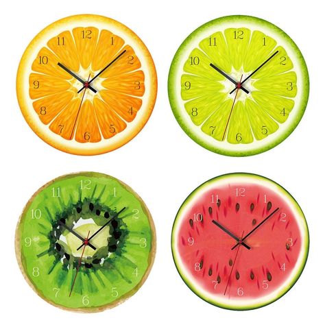 Patterned Wall, Digital Wall Clock, Watermelon Pattern, Diy Clock Wall, Kitchen Wall Clocks, Quartz Kitchen, Wall Clock Design, Diy Clock, Clock Decor