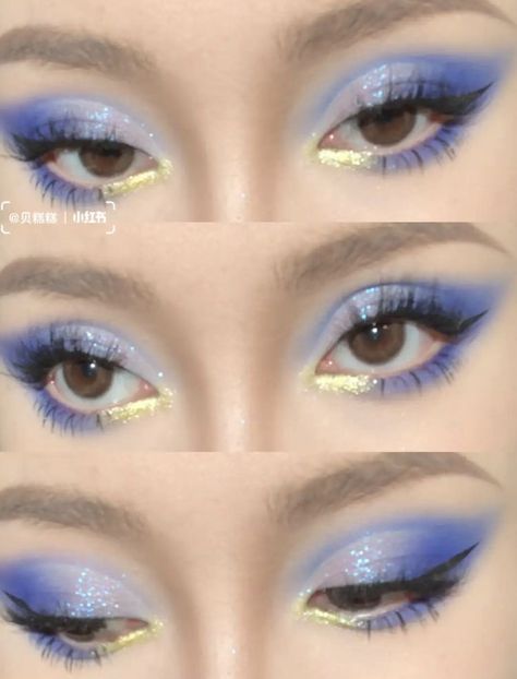 Blue Eyes, Lashes, Makeup, Gold, Blue, Beauty, Make Up