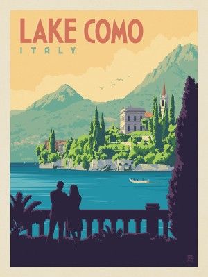 Lake Como Travel, Lake Como Italy, Italy Vintage, Como Italy, Beautiful Lakes, Travel Decor, Lake Como, Travel Poster, Vintage Travel