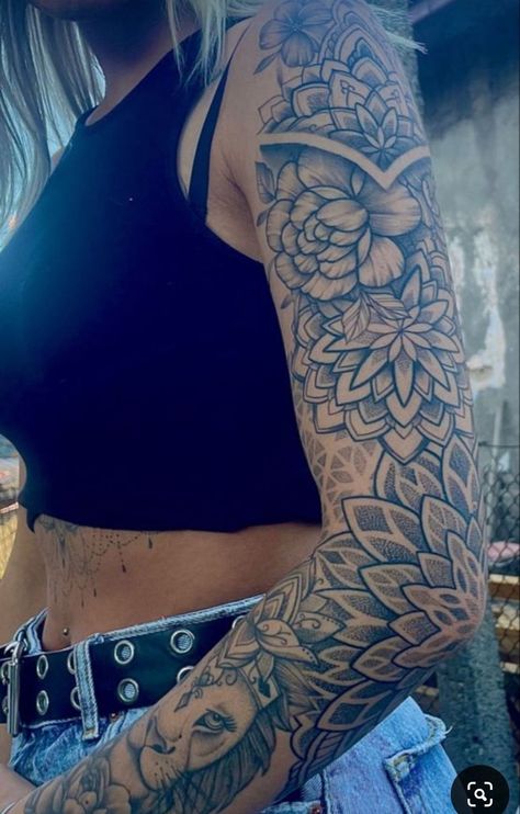 Top Of Arm Sleeve Tattoos For Women, Shaded Sleeve Tattoo Women, Flower And Geometric Tattoo Sleeve, Country Half Sleeve Tattoos For Women, Inside Arm Tattoos For Women Sleeve, Womens Flower Sleeve Tattoo, Poetry Tattoos For Women, Flower Elbow Tattoos For Women, Hippie Sleeve Tattoo