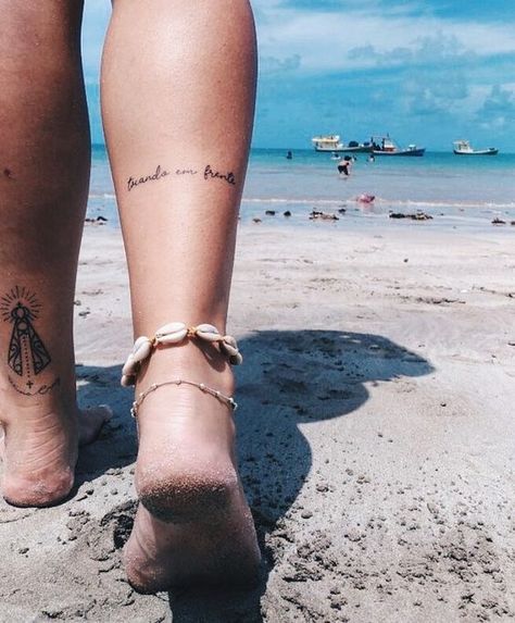 Woman Leg Tattoo, Tattoo Calf, Flower Leg Tattoos, Wanderlust Tattoo, Leg Tattoos Women, Calf Tattoo, Women's Tattoo, Leg Tattoo, Waves Tattoo