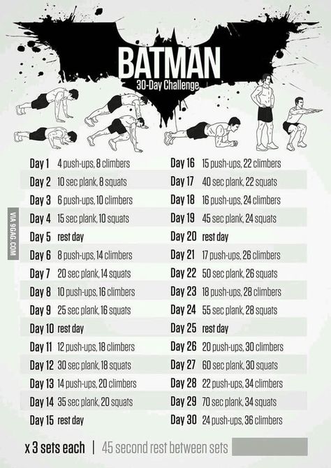 29,519 points • 680 comments - Am I going to become Batman after finishing this? - 9GAG has the best funny pics, gifs, videos, gaming, anime, manga, movie, tv, cosplay, sport, food, memes, cute, fail, wtf photos on the internet! Workout Batman, Nerd Workout, Batman Challenge, Batman Training, Batman Workout, Neila Rey, Hero Workouts, Superhero Workout, 30 Day Fitness