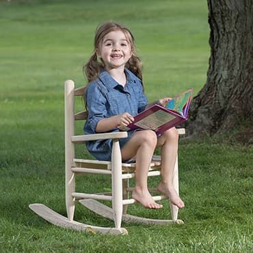 Eli & Mattie Child's Rocker Kids Rocker, Sway Back, Wooden Rocking Chair, Fun Watch, Wooden Rocking Chairs, Children's Furniture, Lakeside Collection, Face Light, Childrens Furniture