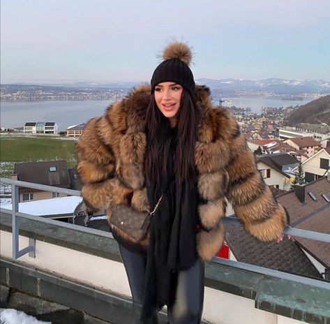 Raccoon Fur Coat, Fur Hat, Coats For Women, Fur Coat, Knitwear, Long Hair Styles, On Instagram, Instagram