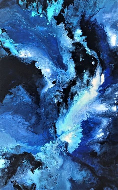 Blue Fluid Art, Blue Painting Abstract, Blue Marble Wallpaper, Water Artwork, Modern Expressionism, Fluid Abstract, Water Abstract, Painting Water, Artwork Abstract