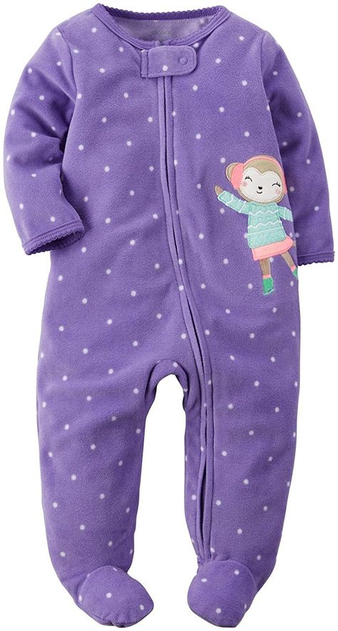 Sleeper Pajamas, Monkey Girl, Christmas Girls, Newborn Clothes, Toddler Pajamas, Baby Rompers, Purple Baby, Carters Girl