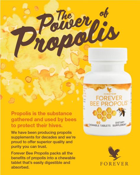 Forever Bee Propolis ropolis is the protective substance gathered and used by bees to disinfect and protect their hives. We have been producing propolis supplements for decades and we're one of the oldest manufacturers on the market, proud to offer superior quality and purity you can trust. Forever Bee Propolis packs all the benefits of propolis into a chewable tablet that's easily digestible and absorbed. https://thealoeveraco.shop/kCjFjx6h #foreverlivinginfiniteadry #foreveradrianainfinit... Forever Bee Propolis, Bee Propolis, Goals Motivation, Forever Living Products, Skin Care Tips, Bee, Old Things, Tablet, Benefits