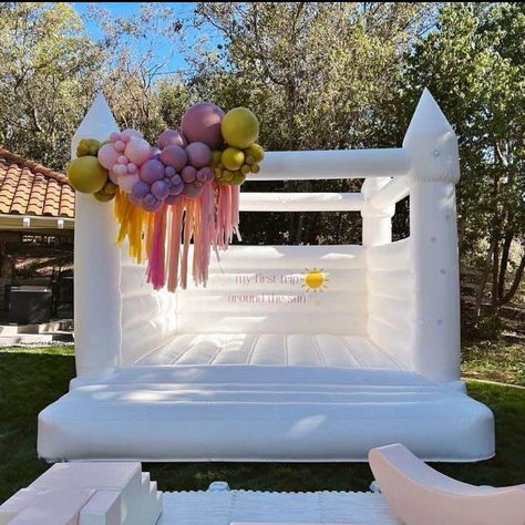 Fringe On Bounce House, Bounce House Decor, 2nd Birthday Party Themes Girl, Modern Bounce House, 60th Birthday Ideas For Mom Party, Groovy One Birthday Party, Groovy One Birthday, 60th Birthday Ideas For Mom, Bounce Castle