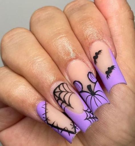 Cute Short Halloween Nails Acrylic, Spooky Mickey Nails, Lavender Halloween Nails, Disney Spooky Nails, Disney Halloween Nail Art, Mickey Ghost Nails, Mickey Pumpkin Nails, Disneyland Halloween Nails, Spooky Disney Nails