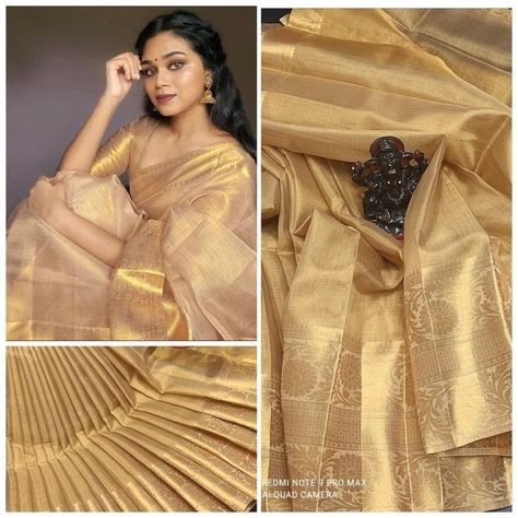 Excited to share the latest addition to my #etsy shop: Beautiful Kanchi border Copper Tissue Silk Gold Saree With Unstitched Running Blouse Designer Sari Indian Bollywood https://etsy.me/3O5pycq #gold #solid #yes #no #banarasi #uppadatissuesaree #tissuesilksarees #sari Gold Silk Saree, Gold Saree, Uppada Pattu Sarees, Golden Saree, Designer Sari, Bridal Sari, Tissue Silk Saree, Alaska Fashion, Blouse Designer