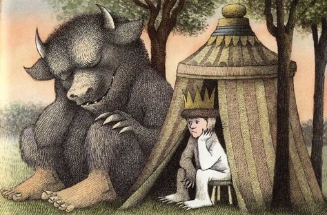 Maurice Sendak's classic children's book Where the Wild Things Are turns 50 this weekend. And oh, what a wild rumpus it will be! Sendak's deeply emotional tale follows our hero Max, a young boy who gets sent to his room without any supper for disobeying his mother. Alone in his bedroom, Max Maurice Sendak, Classic Childrens Books, Childrens Artwork, Tinta China, William Blake, Art And Illustration, Wild Things, Fantasy Illustration, Childrens Illustrations