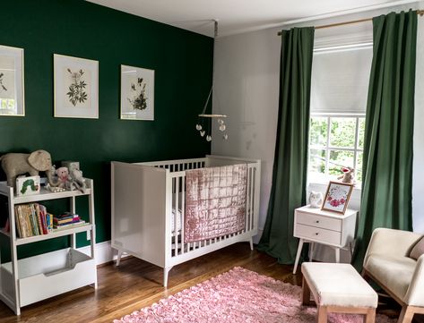 Baby’s Green & Pink Nursery – Heirloomen Green Pink Nursery, Green And Pink Nursery, Green Nursery Girl, Pink And Green Nursery, Green Baby Room, Pink Nursery Decor, Nursery Room Design, Girl Nursery Room, Nursery Room Boy