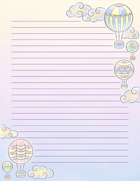 Stationary Paper Printable Aesthetic, Cute Paper Printable, Cute Note Template Printable, Printable Lined Paper Aesthetic, Korean Stationery Printables, Stationary Paper Design, Stationary Wallpaper, Pastel Hot Air Balloon, Stationary Template