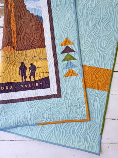 Riley Blake National Parks Quilt Pattern, National Parks Quilt, National Park Quilt Blocks, Camping Quilts, National Park Quilt, Masculine Quilts, Crafty Witch, Camping Quilt, Map Quilt