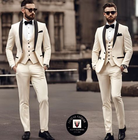 Cream Suits For Men, Trending Suits, Suits For Men Stylish, Groom Suit Black, Suit For Men Wedding, Designer Tuxedo, Wedding Groomsmen Attire, Simple Wedding Dress Beach, Suit Groom