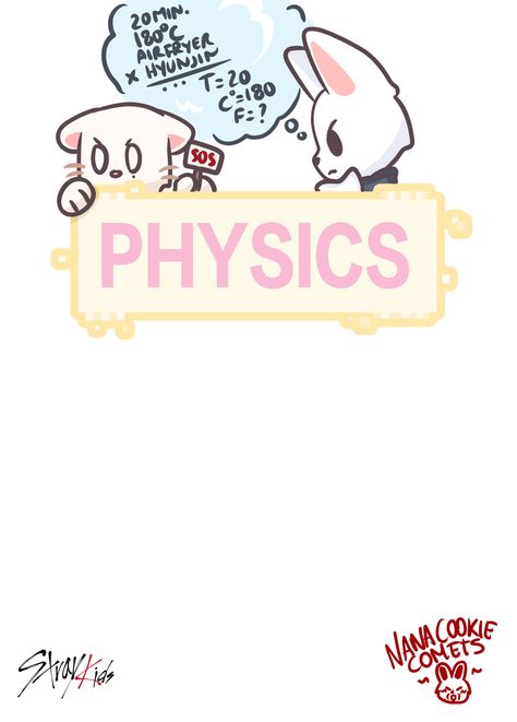 Tiktok:nanacookiecomets Insta:straycatkira Skzoo School Subjects, Physics Cover Page, Skzoo Drawing, Skz Sticker, Subject Labels, Crafts To Do When Your Bored, School Book Covers, Kids Zoo, High School Survival