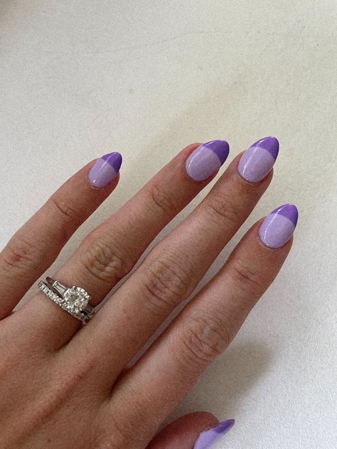 Double Purple French Tip Nails, Light And Dark Purple French Tip Nails, Dark Purple French Tip Nails Acrylic Almond, Two Toned Purple Nails, Purple On Purple French Tip Nails, Two Tone Purple Nails, Dark Purple French Tip Nails, Purple French Nails, Purple French Tip Nails