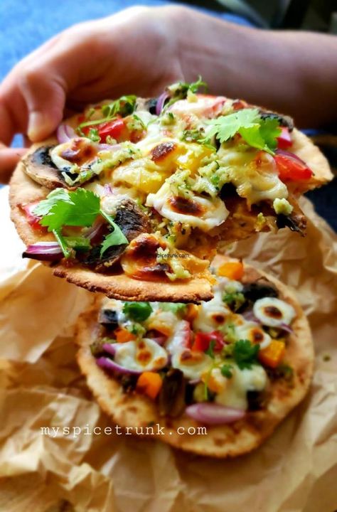 Bhakri Pizza with Thecha Sauce - myspicetrunk Bhakri Pizza, Indian Pizza, Clarified Butter, Roasted Peanuts, Chilli Powder, Stuffed Jalapeno Peppers, Wheat Flour, Fresh Green, Mind Blowing