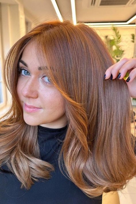 Golden Auburn Copper Hair Color Auburn Copper Hair Color, Auburn Copper Hair, Golden Copper Hair Color, Copper Hair Ideas, Golden Copper Hair, Fall Color Combinations, True Spring, Golden Copper, Copper Hair Color