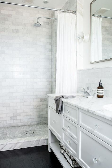 Greenwich Village Brownstone by Katie Martinez // Bathroom Interior Ideas Standing Shower, Bad Inspiration, Large Tile, Upstairs Bathrooms, Subway Tiles, Basement Bathroom, Bathroom Redo, Sarasota Florida, Greenwich Village