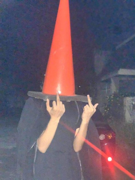 Thomas + Core + Aesthetic, People With Traffic Cones On Their Heads, Cone Head Drawing, Kyle Core Aesthetics, Sam Core Aesthetic, Cone Head Aesthetic, Traffic Cone Aesthetic, Entp Core Aesthetic, Traffic Cone Head