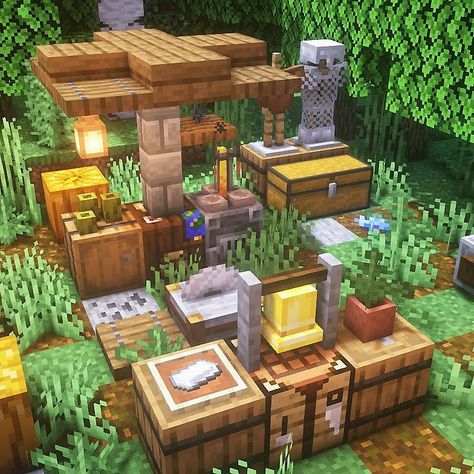 Minecraft Work Station Ideas, Minecraft Mining, Minecraft Outdoor, Minecraft Garden, Minecraft Aesthetic, Rumah Minecraft Sederhana, The Outpost, Minecraft Things, Minecraft Structures