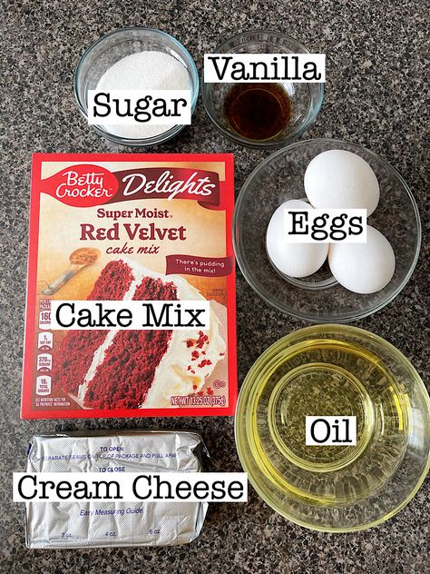 Get the best of both worlds with these red velvet brownies. Made with a cake mix and topped with a creamy cheesecake layer, they're the ultimate indulgence! Red Velvet Cheesecake Brownies Easy, Red Velvet Cheesecake Swirl Cake, Red Velvet Cheesecake Brownies From Box Cake Mixes, Red Brownies Velvet, Red Velvet Bars Cream Cheese, Red Velvet Brownies Cake Mix Easy, Red Velvet Cake Mix Recipes Easy, Red Velvet Cupcakes From Box Cake Mixes Easy Recipes, Red Velvet Cheesecake Brownies Recipe