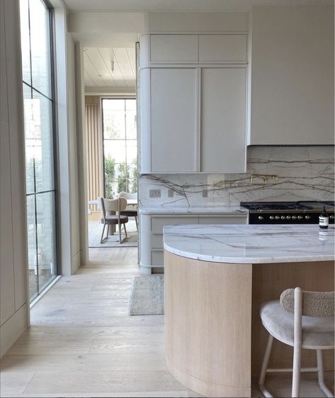 Curved Millwork, Modern Kitchen Pantry, Muskoka Living, Booth Seating In Kitchen, Kitchen Pantry Cupboard, Kitchen Pantry Doors, Curved Kitchen, Kitchen Wall Cabinets, Hidden Kitchen