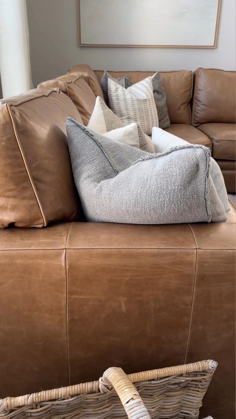 Pearce Square Arm Leather 3-Piece … curated on LTK Leather Couch Living Room Pottery Barn, Restoration Hardware Cloud Couch Leather, Couches Leather Pottery Barn, Leather Sectional Living Room, Shop Couch Learher, Bernhardt Brown Leather Sofa, Brown Tie, Leather Couch, Couch Cushions