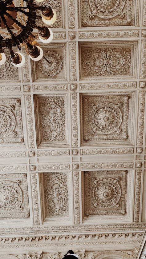 French Chateau Interiors 18th Century, Victorian Ceiling Design, Ceiling Molding Ideas, French Paneling, French Chateau Interiors, Classic House Interior Design, Gothic Ornament, Victorian Ceiling, Theme Restaurant