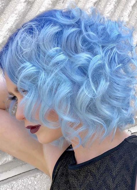 Blue hair Sky Blue Hair, Royal Blue Hair, Dyed Tips, Hair Dye Tips, Dyed Hair Blue, Hair Color Shades, Wavy Curly Hair, Short Hair Color, Hair Color Blue