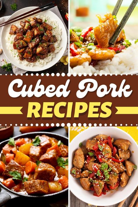 Pork Stew Meat Recipes, Cubed Pork Recipes, Cubed Pork, Pork Stew Meat, Recipes Using Pork, Pork Stew Recipes, Pork Stir Fry Recipes, Pork Bites, Pork Chili