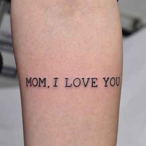 Mama Tattoo Words, I Love You Mom Tattoo, I Love My Mom Tattoo, Tattoo Family Ideas, Tattoo For Kids, Love Mom Tattoo, Mama Tattoo, Cute Thigh Tattoos, Love Yourself Tattoo