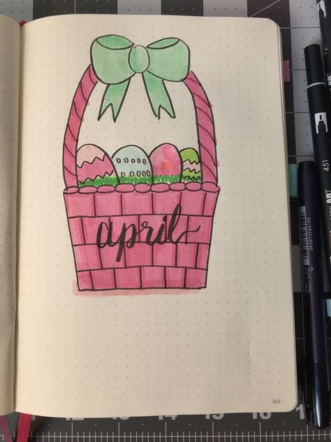 35 Best April Bullet Journal Monthly Cover Page Ideas - Bliss Degree Bulett Journal Ideas April, Easter Bujo Theme, April Title Page, April Journal Page, Easter Journaling Ideas, Bullet Journal Avril, April Journal Cover, Spring Journal Ideas, Easter Bujo