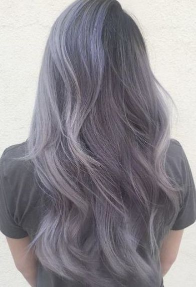 smokey lavender and silver layered hair Silver Layered Hair, Haircolour Ideas, Lavender Grey Hair, Smokey Hair, Smokey Lavender, Silver Hair Color Ideas, Easy Updos For Long Hair, Lilac Hair, Silver Hair Color