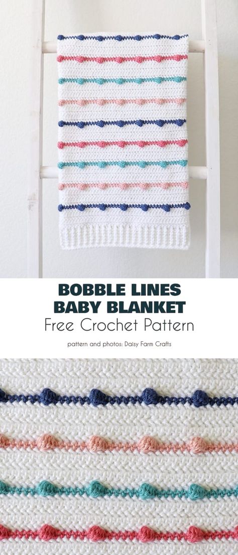 Bobble Lines Baby Blanket Bobble Stitch Crochet Blanket, Tunisian Crochet Blanket, Knit Baby Blanket Pattern Free, Bobble Stitch Crochet, Bobble Crochet, Crochet Bobble, Crochet Baby Blanket Free Pattern, Fall Crochet Patterns