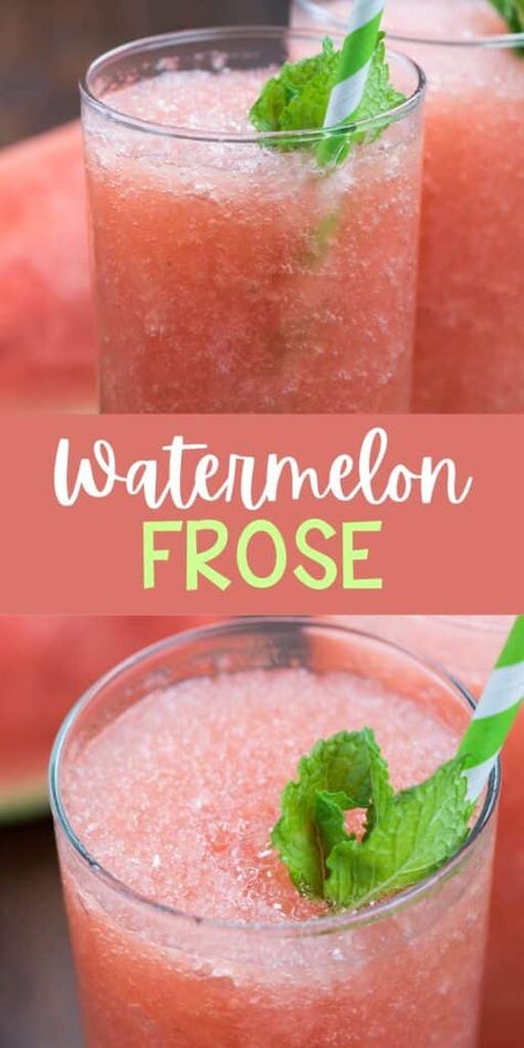 Watermelon Vodka Slush Frosé - EASY GOOD IDEAS Frose Recipe, Watermelon Vodka Slush, Frosé Recipe, Vodka Slush, Low Sugar Drinks, Watermelon Wine, Blended Cocktail, Frozen Cocktail, Frozen Rose