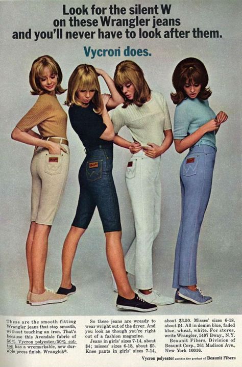 1960s Jeans, Jeans Advertising, Jeans Ads, History Of Jeans, Bohemian Jewels, 60s Design, 70s Denim, 60s 70s Fashion, 18th Century Fashion