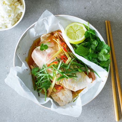 Try our Asian-inspired Steamed Fish Parcel Recipe with lemongrass and ginger. Use Snapper, Tarakihi or Gurnard fillets for a delicious light flavour. Delicious Fish Recipes, Fish Parcels, Ginger Fish, Snapper Recipes, Snapper Fish Recipes, Snapper Fish, Steamed Green Beans, Steamed Fish, Cooking White Rice