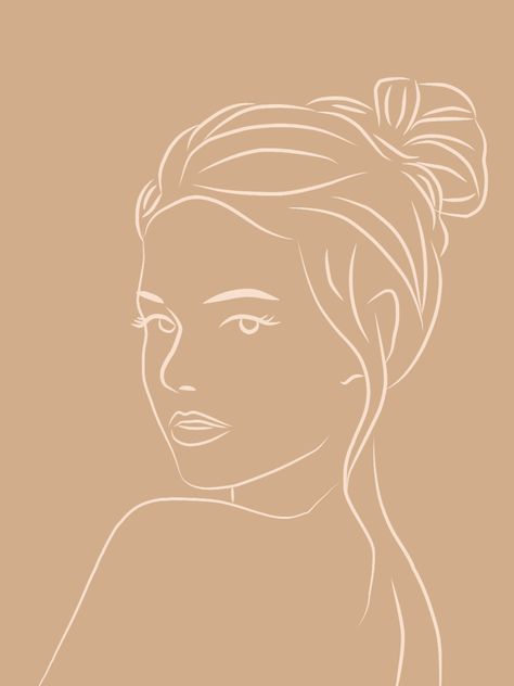 Face Outline Drawing Sketch, Hair Outline Drawing, Women Face Outline Art, Women Outline Art, Face Outline Art, Makeup Logo Design Ideas, Woman Outline Drawing, Line Art Hair, Face Outline Tattoo